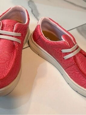 Ariat Kids Coral Pink Embossed Slip-On Sneakers